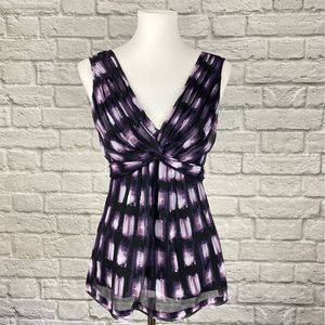 BCBGMazazria Purple Silk Tie Waist Tank